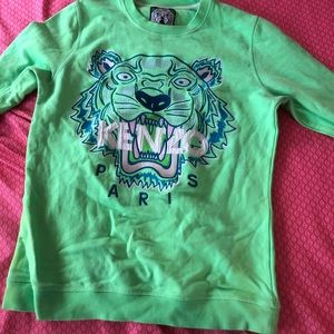 Kenzo Paris Lime Green Tiger crew neck